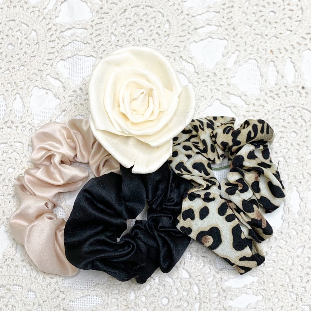 NWT Leopard and Satin VSCO Hair Scrunchie 3pc Set - Picture 2 of 10